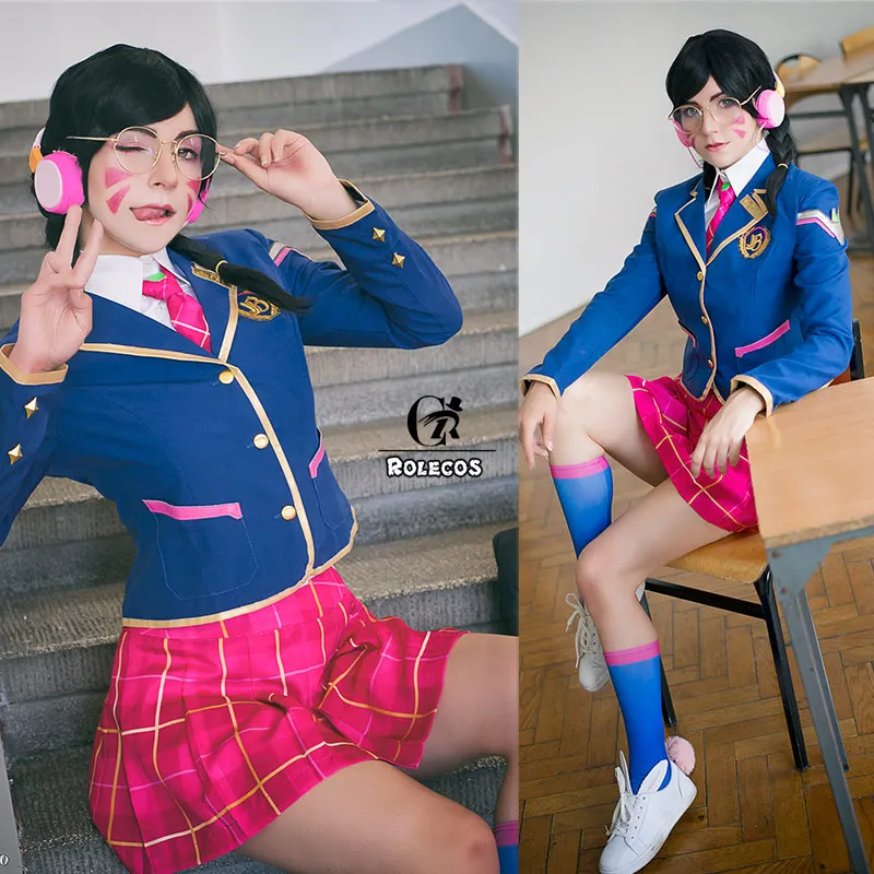 ROLECOS Game OW D. VA, косплей костюм, DVA, костюмы для косплея, Hana Song, школьная форма для девочек, женская одежда, рубашка, куртка, юбка