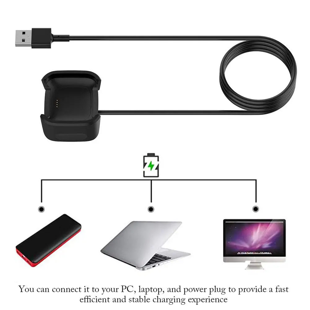 Быстрая зарядка кабель Колыбель с USB магнитное зарядное устройство кабель док-станция Подставка Для Fitbit Versa 2 Смарт-часы проводное зарядное устройство адаптеры