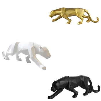 

Cheetah Statue Abstract Geometric Style Resin Leopard Sculpture Family Bedroom Office Decoration Gift