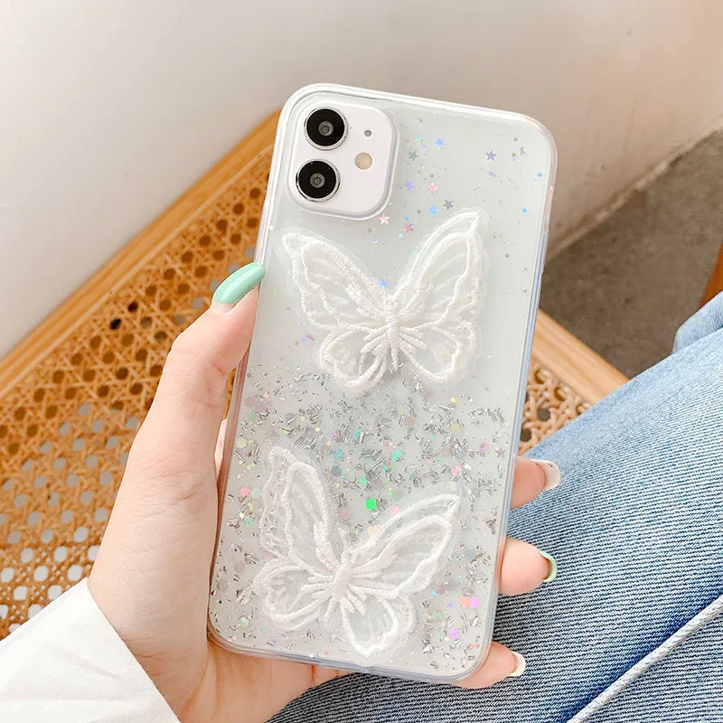 Poco F2 Pro Case for Xiaomi Redmi Note 9 8 7 Pro 9S 8T 9C 9A 7A 10X K30 K20 Mi 9T 9 A3 Note 10 Lite Pro Cases 3D butterfly Epoxy