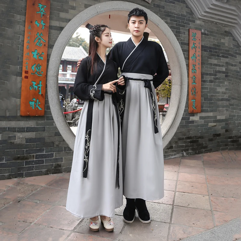 Для мужчин/женщин Hanfu древний китайский традиционный костюм Танга для взрослых Фея/Рыцарь Хэллоуин Косплей Костюм dldl4200