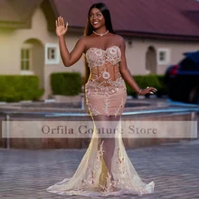

Pink Prom Dress Mermaid 2022 Sweetheart Appliques Lace Informal Second Reception Party Gowns African Evening Dress