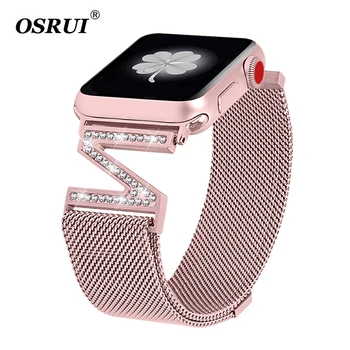 

Milanese Loop Bracelet Diamond strap For Apple Watch band 38mm 42mm 40mm 44mm iwatch series 5/4/3/2 Stainless Steel strap women