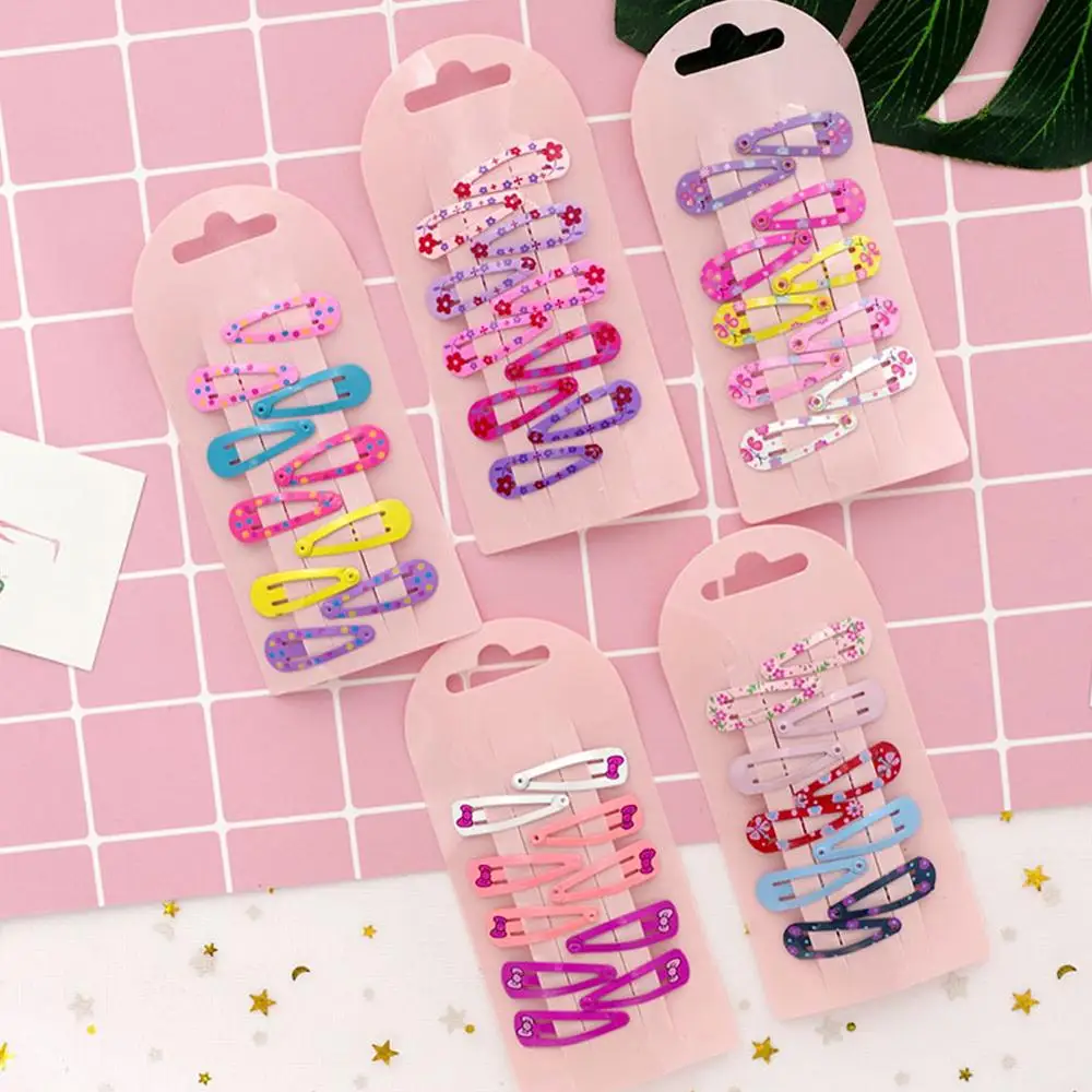 10 Pcs/set Simple Colorful Paint Children's BB Hair Clips for Child Baby Cute Small Mini Hairpins Printing Headdress 3.5cm |