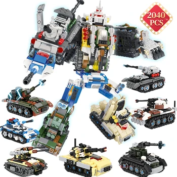 

New Technic Ideas Iron Armored Lion 8-in-1 Building Blocks Set Transform Tank Toys Children Assembly Bricks Toys Birthday Gift