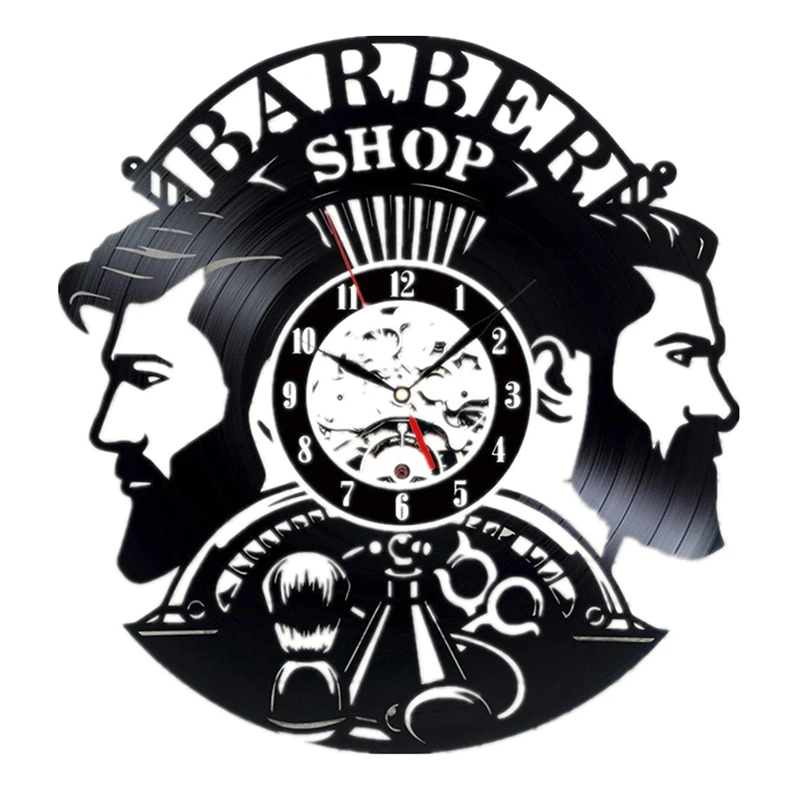 

Barber Shop Wall Clock Modern Barbershop Decoration Vinyl Record Wall Clock Hanging Hairdresser Wall Watch for Barber