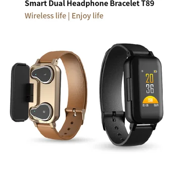 

Wristwatch with 5.0 TWS Earphone Bluetooth Earphones Smart Heart Rate Blood Pressure Tracker Smart Watch For IOS Android
