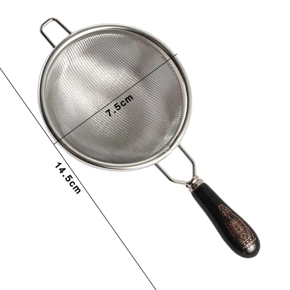 Chinese Vintage Tea Infuser Stainless Steel Dual Mesh Tea Strainer Loose Leaf Filter Ceramic Handle Accessories
