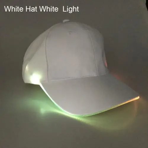 Модная унисекс, однотонный светодиодный светящийся бейсбольный головной убор для рождественской вечеринки, фуражка, регулируемые спортивные кепки, летние женские мужские шапки - Цвет: White White Light
