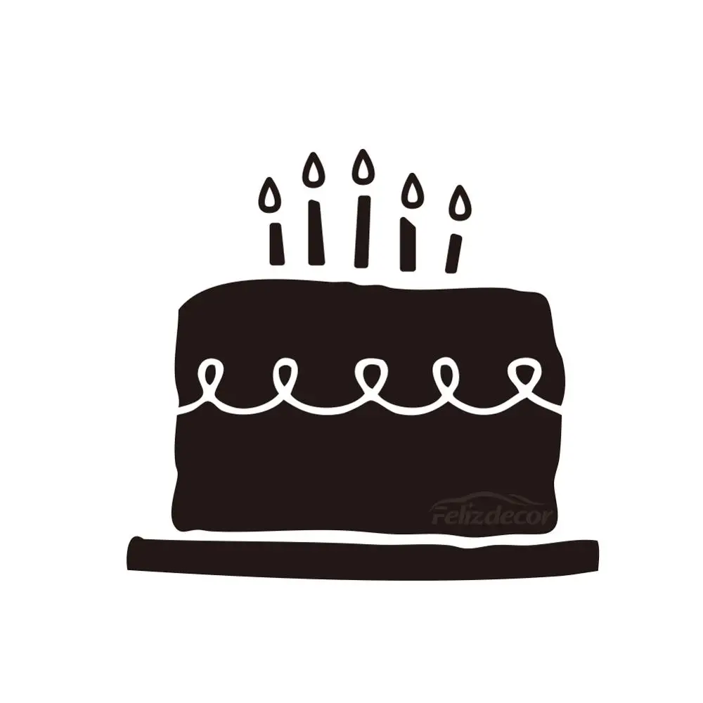 Birthday Cake Vinyl Window Car Decal Stickers Rear windshield Art Decor White Black ZP0358 | Автомобили и мотоциклы