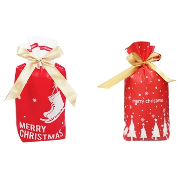 

Santa Gift Bag Candy Bag Snowflake Crisp Bag Drawstring Bag Merry Christmas Decorations for Home New Year