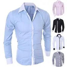 Деловая Мужская рубашка с отложным воротником и длинным рукавом из хлопка, новая одежда
