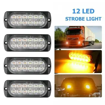 

New Flash Amber 12LED Car Truck Emergency Beacon Warning Anti-Theft Caution Lamp LED Flashing Imitation Auto Car Bus Truck lamp