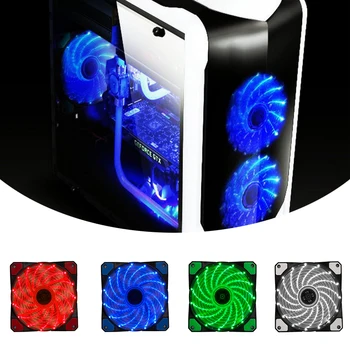 

120Mm Pc Computer Ultra-Quiet Led Cooling Fan Radiator Radiator 12Cm Fan 12Vdc 3P Ide 4Pin Four Color Trowel Rotation Fan