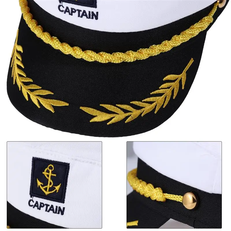 Party Hat Yacht Captain Hat Adult Yacht Boat Ship Sailor Captain Costume Hat Cap Marine Admiral Embroidered Captain'S Cap Halloween Sailor Hat