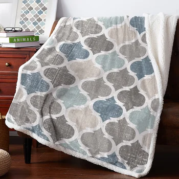 

Geometric Blue Vintage Moroccan Pattern Bedspread Coverlet Blankets Fleece Throw Cover Wrap Personalized Thick