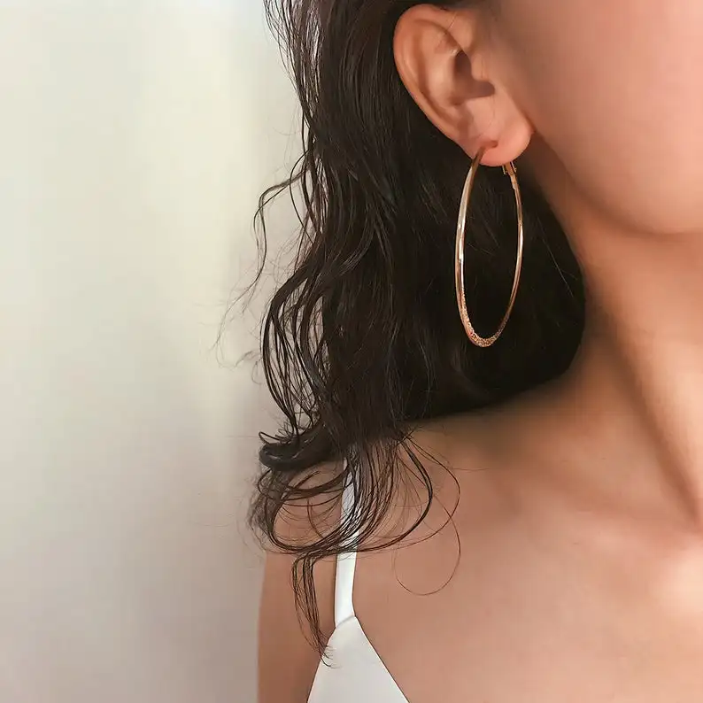 

Minimalism Big Hoop Earrings Stainless Steel Hyperbole Round Earrings Jewelry For Women Party Accessories Multiple Sizes