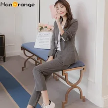 #Special Offers Modern Retro Striped Pant Suits Autumn Spring 2019 Cuff Breasted Blazer + Ankle Length Pants 2 Pieces Set #Special Offers Modern Retro Striped Pant Suits Autumn Spring 2019 Cuff Breasted Blazer + Ankle Length Pants 2 Pieces Set