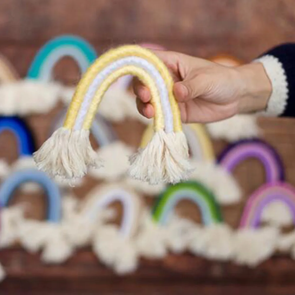 Ylsteed Newborn Photo Props Hand Made Cotton Rainbow Style Rope Home Deco Newborn Photography Accessories Baby Picture Idea