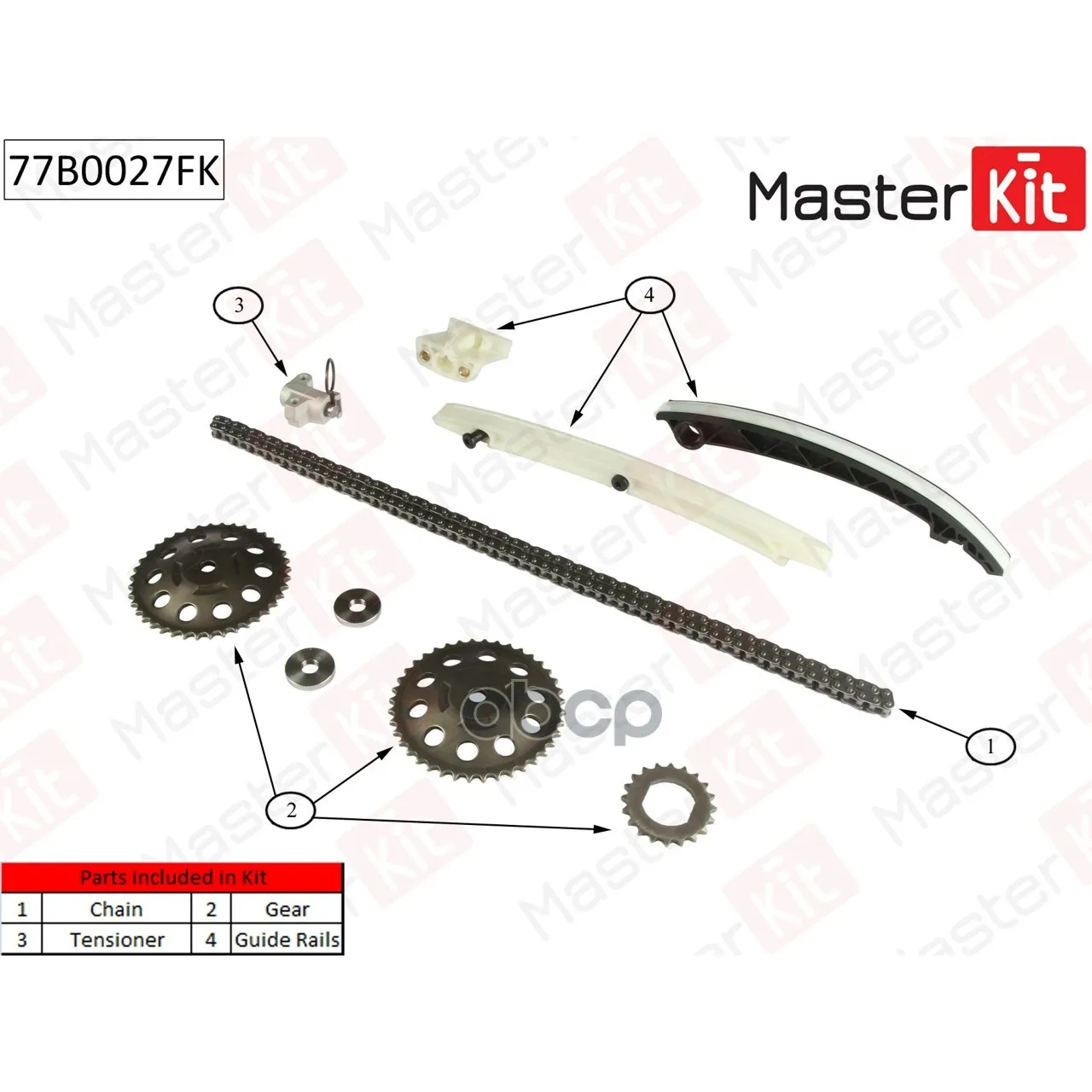 Комплект Цепи Грм Opel 1.0-1.4 96- Co Звездочками Masterkit 77b0027fk MasterKit арт. 77B0027FK