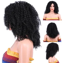 Парики из искусственных волос без шапочки-основы короткий кудрявые черный парик из натуральных волос KG66