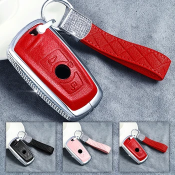 

Luxury Diamond Alloy Leather Car Key Case Cover For BMW E30 E34 E36 E39 E46 F10 F11 F31 G30 M1 M2 X1 F48 X3 X4 X5 Fob Shell Case