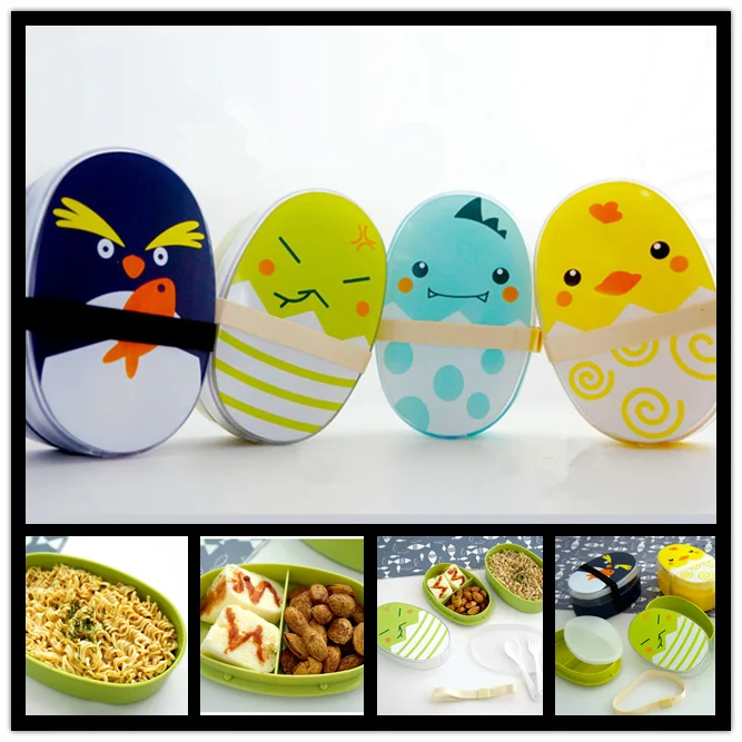 96Pcs EMS Creative Cartoon Portable Japanese Lunch Box With Tableware Food-grade PP Kids Bento Microwave Food Container | Дом и сад