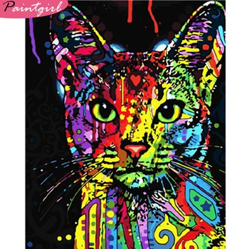 

Imagine Cat Paint By Numbers Hand Painted Home Decor Kits Drawing Canvas DIY Oil Coloring Painting Pictures By Numbers VA-0149
