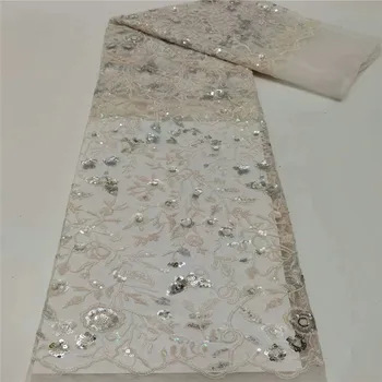 

Latest High Quality African Tulle Lace Fabric with sequins French Lace Embroidery Lace Net Fabric RF200-178