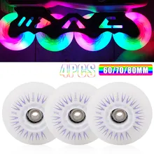 

90A Inline Roller Skate Wheels 60mm/70mm/80mm 4pcs LED Sliding PU Skating Flashing Wheel Rollers Durable Luminous Wheels instock