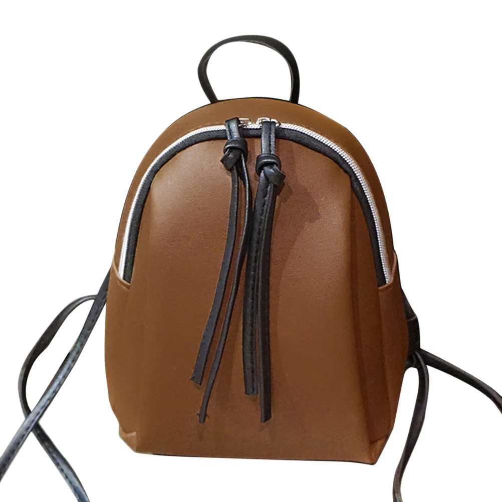 Mini PU Leather Backpack Women's Small Shoulder Bag with Tassel Zipper  female leather  School bagpack bag for teenage grils 