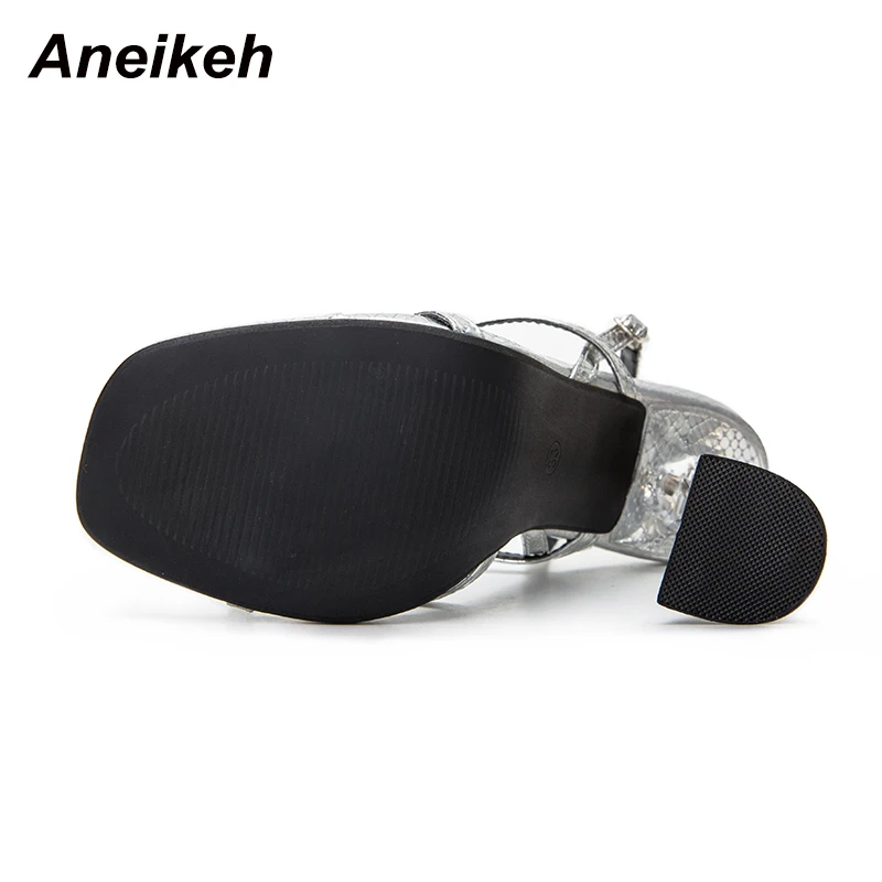 Aneikeh/сандалии-гладиаторы на высоком каблуке с пряжкой; женские летние сандалии; пикантные кожаные вечерние туфли; коллекция года; Zapatos De Mujer