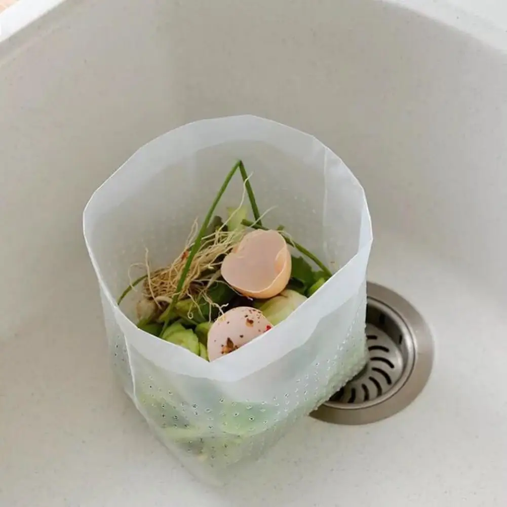 

30pcs Kitchen Trash Bag Clear Self-Standing Eco-Friendly Drain Garbage Bag Sink Strainer Disposable Residue Filter Trash Bag