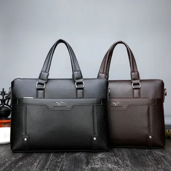 

2019 Men's Briefcase Business Bag pu leather men's Shoulder bags High quality Business Men Briefcase Laptop Bag leather bag men
