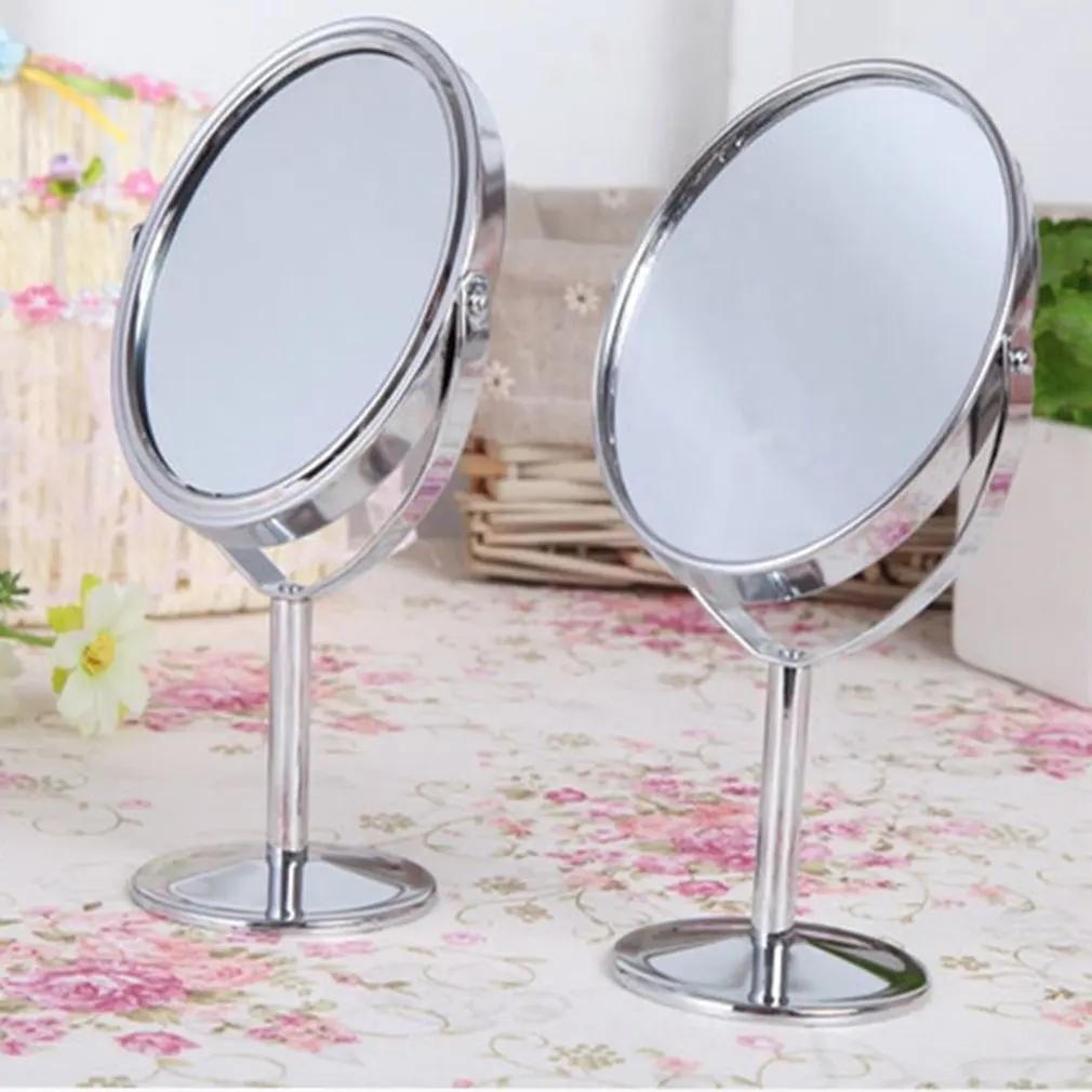 828t Korean Metal Mirror Makeup Mirror Dressing Mirrors Desktop Rotating1:2 Magnification Function women Make up tools