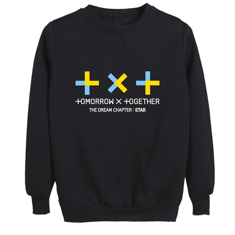 KPOP TXT комбинация в виде головы мечты звезда тот же абзац круглый вырез свитер для мужчин и женщин Прямая поставка