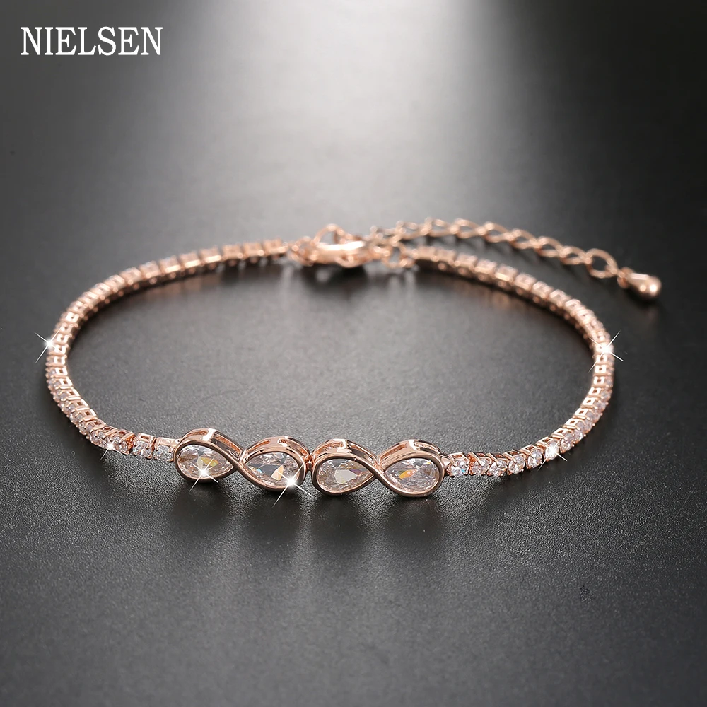 Популярный позолоченный браслет бесконечная любовь Бесконечность Браслет Циркон теннисные браслеты для женщин модные Подарочные ювелирные изделия