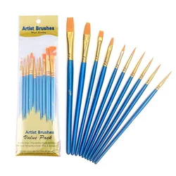 Ensemble de pinceaux à peinture acrylique, 10 pièces, pointe ronde et pointue, poils en Nylon, pour peinture à l'huile acrylique, aquarelle, visage, peinture à ongles 