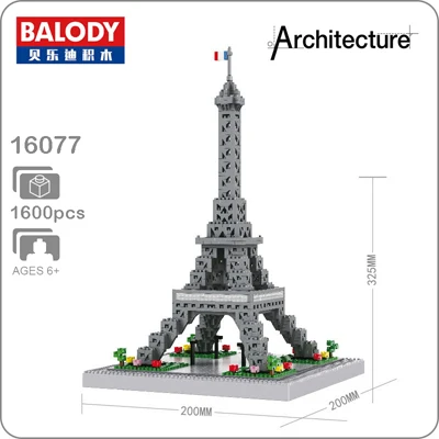Balody архитектура алмазное здание маленькие блоки игрушка здание съезда Эйфелева башня белый дом Биг Бен Лувр без коробки - Цвет: Eiffel Tower
