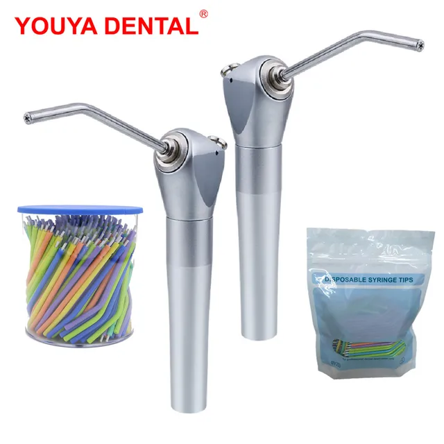 1pc Dental 3 Way Air Water Spray Triple Syringe Handpiece With 2 Nozzles Tips Tube Dentist Dental Chair Unit 3-way Water Air Gun