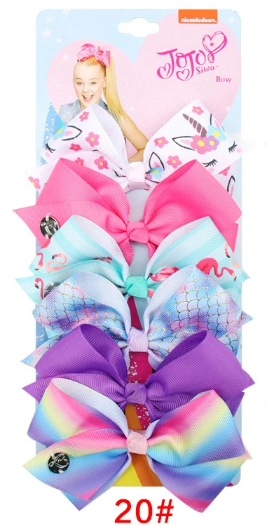 Hair Bows 20 6 шт./лот, 5 дюймов, бант зажим для волос, рождественские банты для волос для детей, девочек, ручная работа, шпилька-бант, заколка, детские аксессуары для волос - Цвет: Hair Bows 20