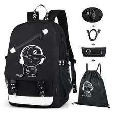 Nuevas mochilas escolares para niños, mochila para portátil a la moda con puerto de carga USB, mochila para estudiantes universitarios, mochila negra de viaje
