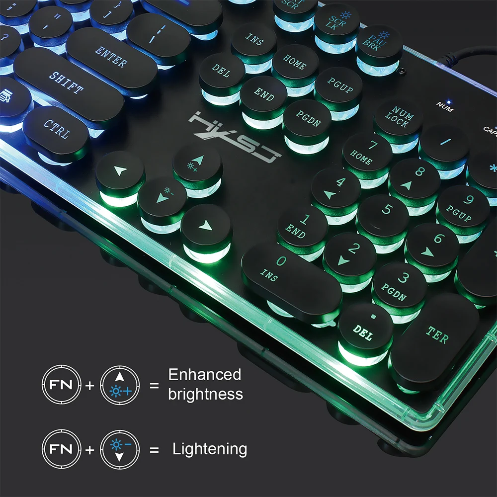 HXSJ V300Y игровая клавиатура с разноцветной подсветкой мышь RGB светящаяся USB