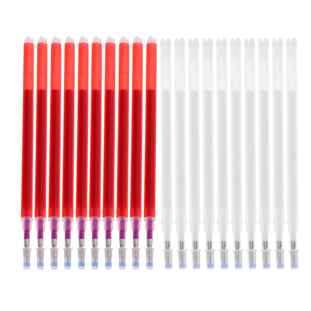 20 Pieces Heat Erasable Refill Pen Heat Vanishing Fabric Markers for DIY Leather Textile Red/White