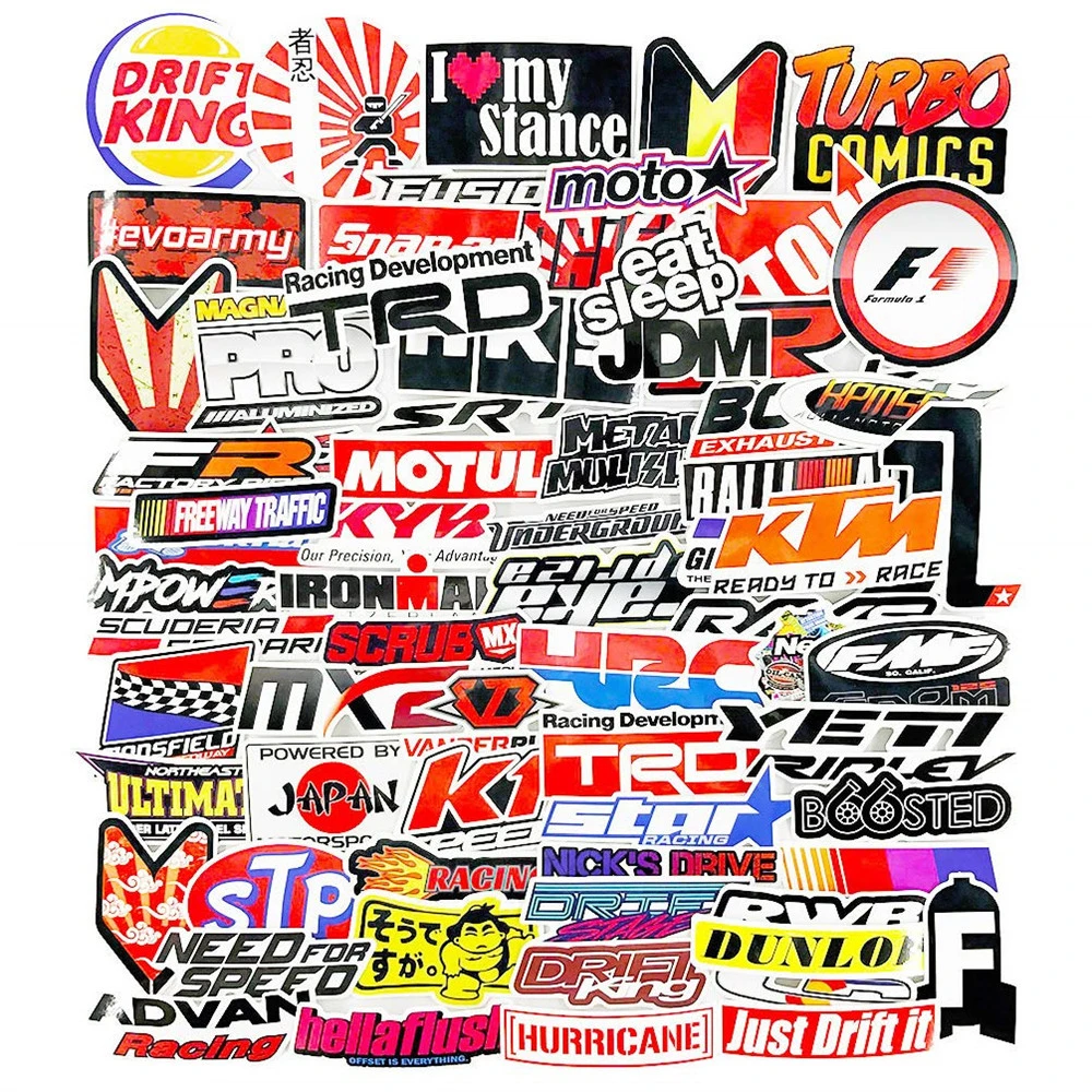 100 Pcs Mobil Balap Stiker Mobil Styling JDM Tahan Air Stiker Untuk Diy Balap Motorcross Helm Skateboard Sepeda Laptop Bagasi Mobil Stiker AliExpress