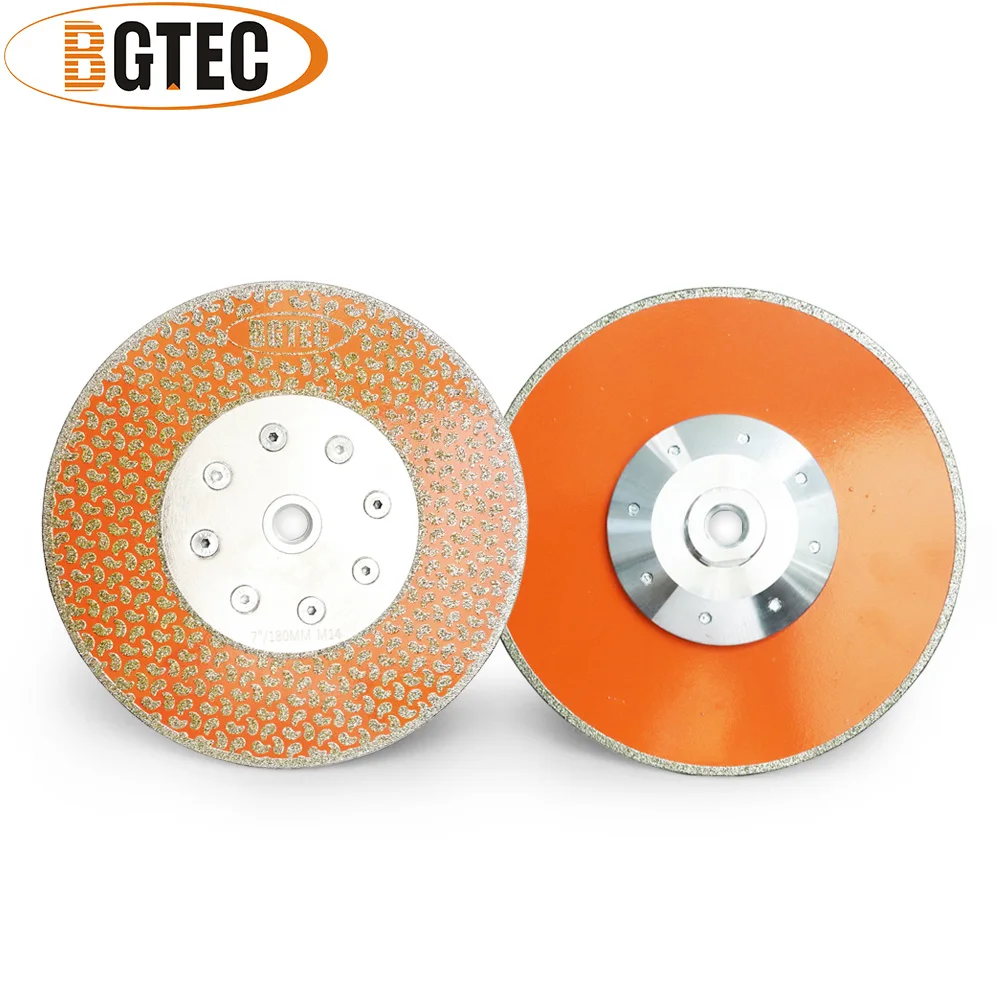 

BGTEC 2pcs 7" Electroplated diamond cutting & grinding disc M14 flange Single side coated diamond blade granite marble