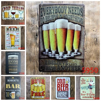 

Ice Cold Free Beer Here Painting Art Poster Antique Metal Tin Signs Bar Pub Club Home Decorative Retro Wall Stickers Decor