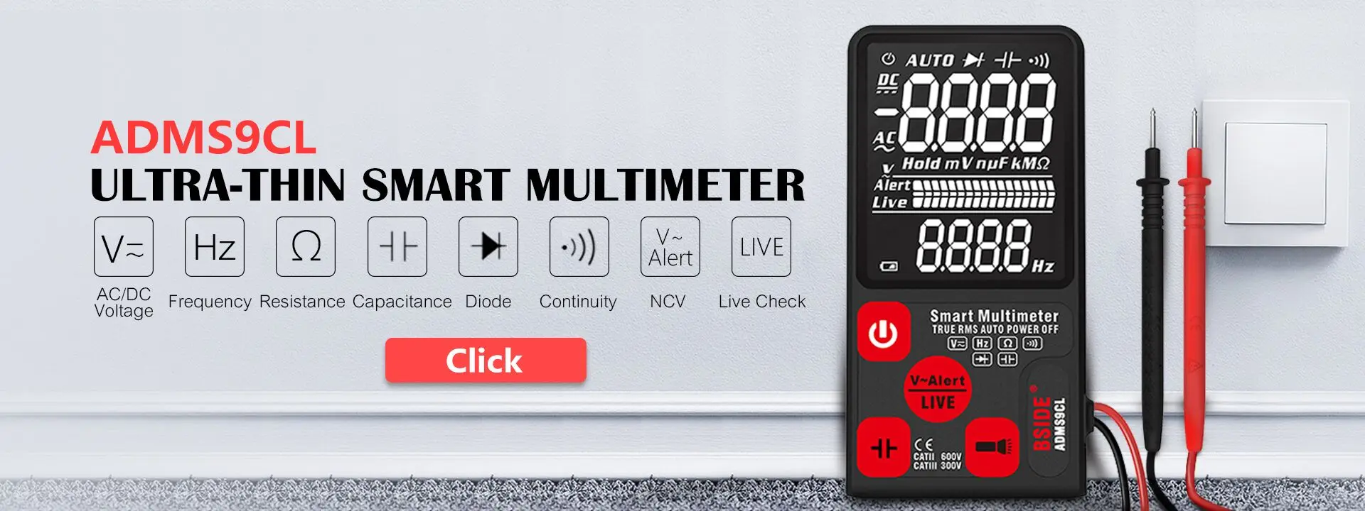 Мини цифровой мультиметр BSIDE ADMS7CL/S9CL EBTN ЖК-дисплей DC AC вольтметр тест er емкость диод NCV сопротивление Hz тест