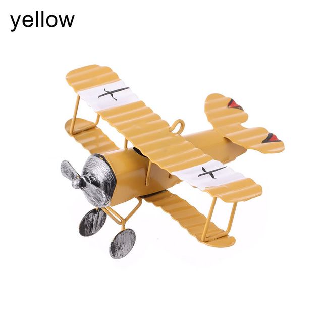 Mini Biplane Figurines for Home Decor Metal Iron Air Plane Model Aircraft Vintage Hanging Planes Miniature Kids Gifts 2022