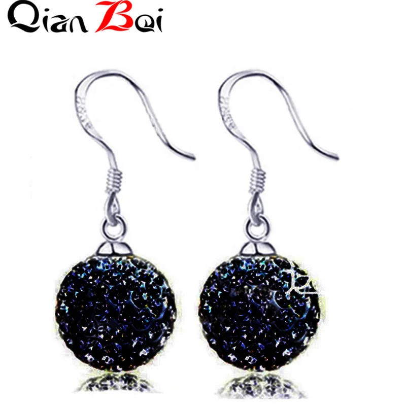 Multi-color ball crystal hook earrings for women